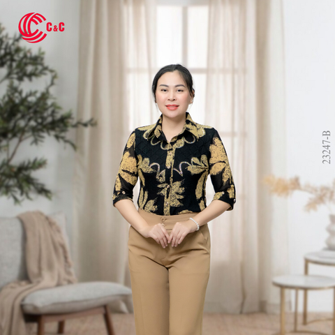 23247 - Họa Tiết Hoa Cách Điệu Thêu Ren Đính Đá 4 Màu