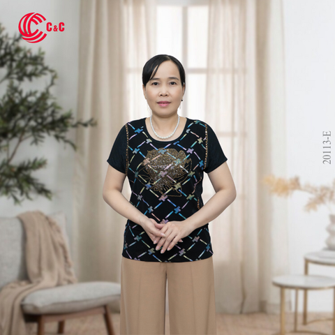 20113 - Vải Lưới Kim Tuyến Lấp Lánh Trang Trí Đá Nhiều Màu Hình Hoa Hồng