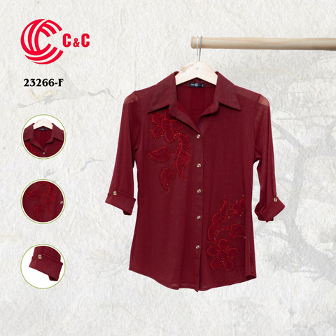 23266 - Vải Lưới Kim Tuyến Phối Thêu Ren Đính Đá 6 Màu