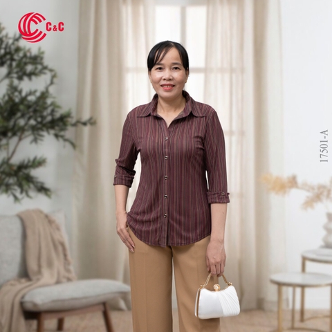 17501 - Vải Thun Họa Tiết Kẻ Sọc Nhỏ