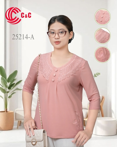 25214 - Cổ Áo Đắp Ren Đính Đá Tinh Xảo Duyên Dáng