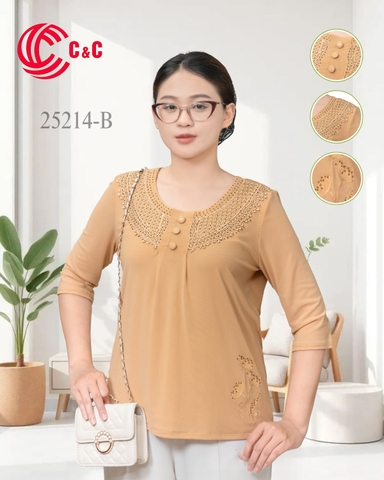 25214 - Cổ Áo Đắp Ren Đính Đá Tinh Xảo Duyên Dáng