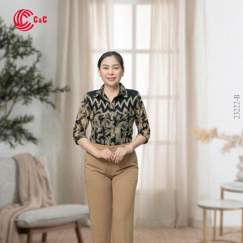 23222 - Họa Tiết Uốn Lượn Trừu Tượng Zig-Zag Nghệ Thuật 3 Màu