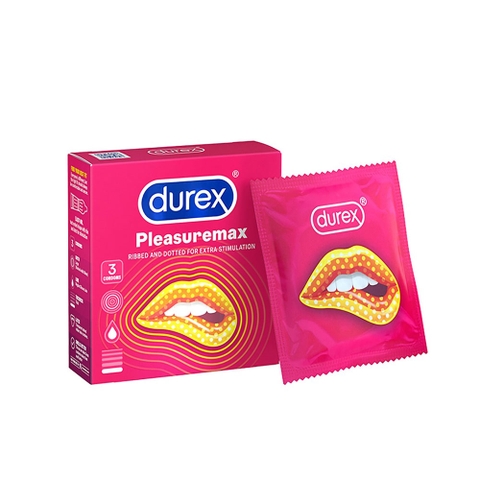 Bao cao su Durex Pleasuremax gân và điểm nổi hộp 3 chiếc