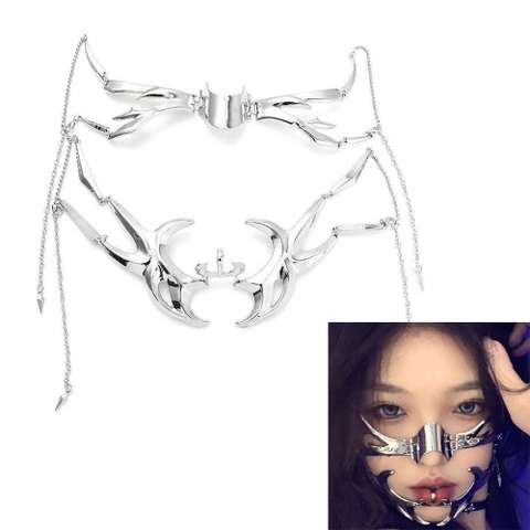 BDSM Mặt nạ mũi A + cằm Cyberpunk inox bạo dâm chính hãng