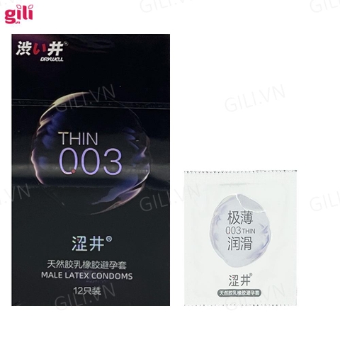 Bao cao su Drywell Ultra Thin 003 hộp 12 chiếc siêu mỏng chính hãng