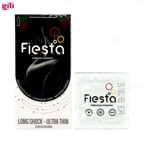 Bao cao su Fiesta Long Shock Ultra Thin hộp 12 chiếc kéo dài thời gian chính hãng