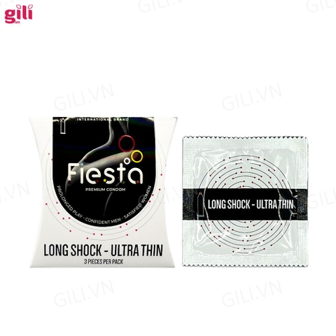 Bao cao su Fiesta Long Shock Ultra Thin hộp 3 chiếc kéo dài thời gian chính hãng