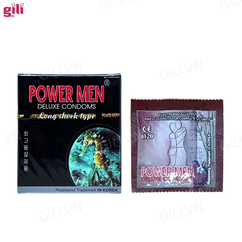 Bao cao su Powermen Cá Ngựa hộp 3 chiếc kéo dài thời gian chính hãng