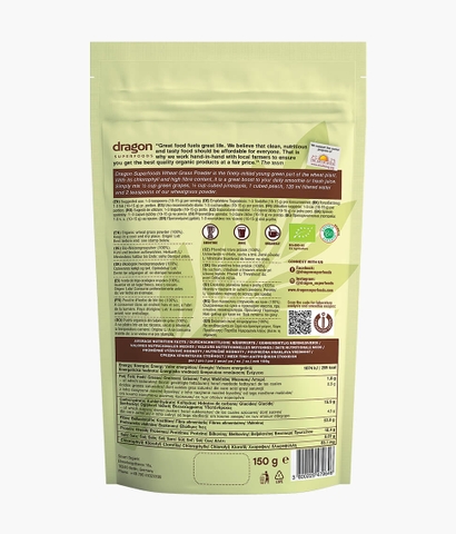 Bột cỏ lúa mì hữu cơ Wheat Grass Organic Dragon Supperfoods 150g