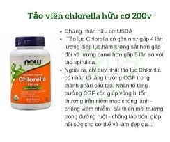 Tảo lục Chlorella hữu cơ Now 500mg 200v