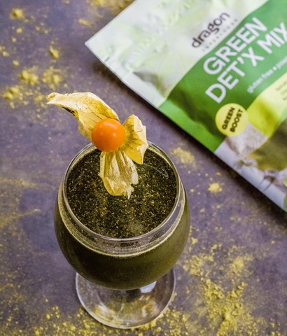 Hỗn hợp 4 loại bột xanh tảo lục, tảo xoắn, cỏ lúa mì, lúa mạch hữu cơ hỗ trợ thải độc Green Det’x mix Dragon Supperfoods 200Gr