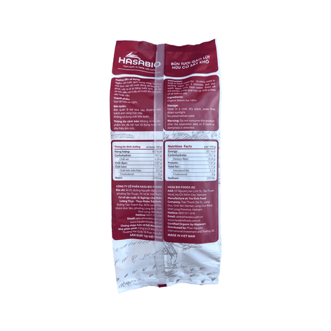 Bún tươi gạo lứt hữu cơ sấy khô HASABIO 250g