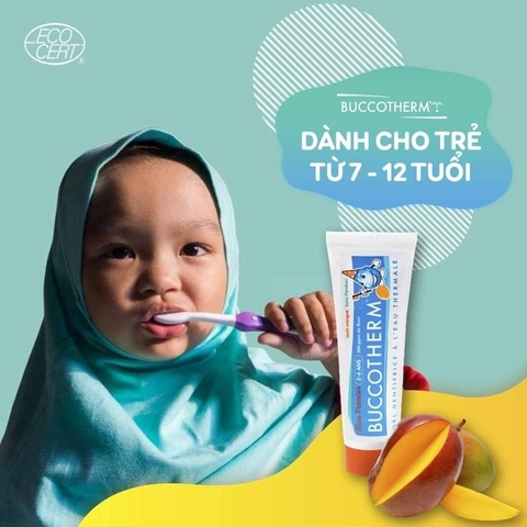 Kem đánh răng hữu cơ Buccotherm vị trà đào 50ml (Trẻ em 7-12 tuổi)