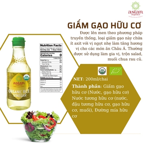 Giấm gạo hữu cơ Asian Organics (200ml)