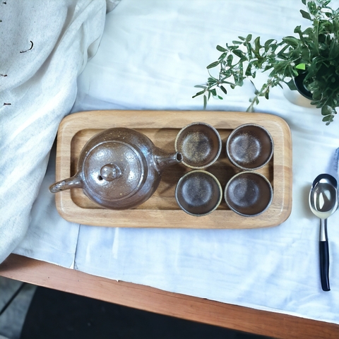 Bộ Ấm trà & Hũ Gốm Hỏa Biến Ninh Bình (không tráng men, kỹ thuật nung Bizen)