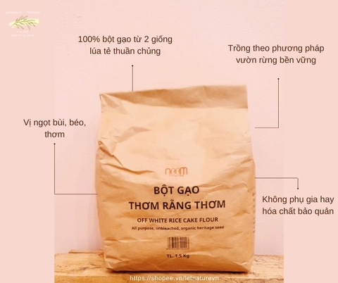 Bột Gạo Thơm Rằng Thơm 1,5kg - Noom (làm từ gạo xát dối thuần chủng)