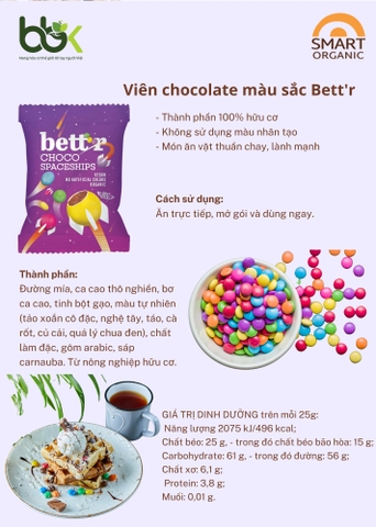 Kẹo Chocolate hữu cơ nhiều màu sắc