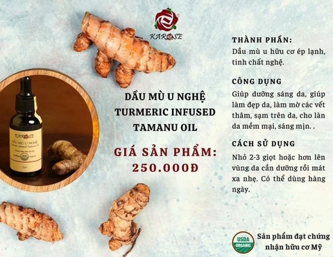 Dầu mù u nghệ hữu cơ 30ml (organic tamanu & turmeric oil) - Karose