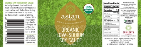 Nước tương đậu nành ít muối hữu cơ Asian Organics (200ml)