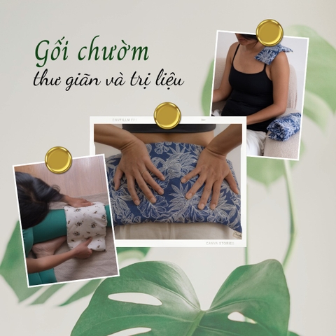 Gối chườm thảo dược - Chúc An (herbal healing pillows) ( Muối biển, ngải cứu, gừng, sả, nghệ, quế, đinh hương, lá thảo dược, nụ hoa thảo dược)
