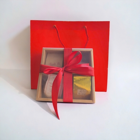 Hộp trà quà tặng (Hồng trà, Bạch Trà, Búp tím lên men, Phổ nhĩ Quýt) - Tea gift box of 4 tea (white tea, black tea, fermented tea)