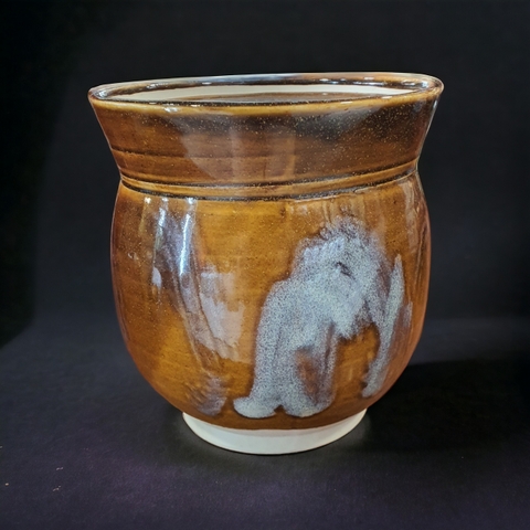 Hũ nước trà đạo Nhật men Tenmoku vàng tím & Men Oribe xanh (hũ đựng gạo hoặc ngũ cốc)