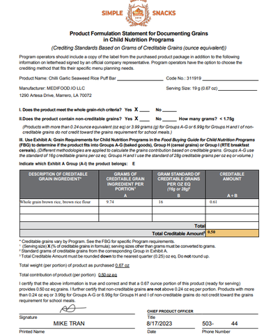 Thanh bánh lẻ cốm gạo vị rau Medifood