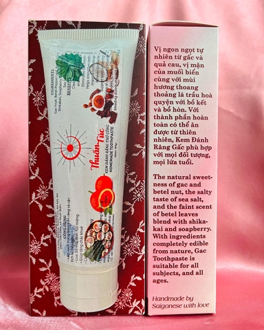 Kem đánh răng thuần chay Thuần Túc - (Gấc, Lá Trầu Không, nước Cau lên men , Bồ Kết, Bồ Hòn, Dầu Dừa và Muối Biển)