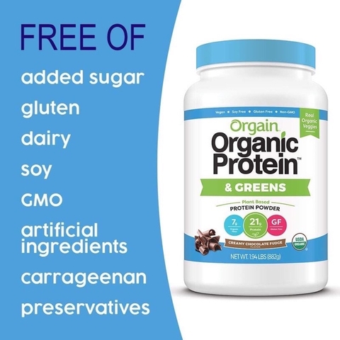 Đạm thực vật  rau xanh  Protein Green hữu cơ vị socola Orgain 882g