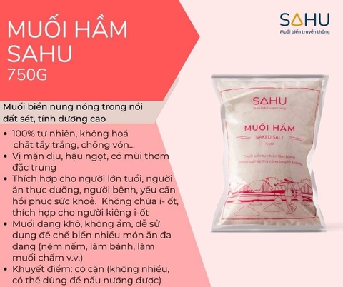 Muối biển truyền thống Sahu (muối hột, muối bọt, muối hầm, hoa muối, muối tre) - loại lớn