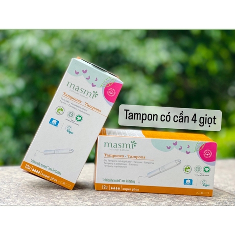 Tampon có cần đẩy 4 giọt hữu cơ Masmi (14m)