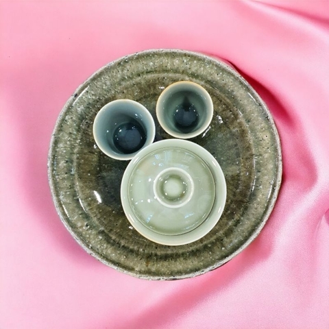 Bộ trà đối ẩm men Việt Diêu và Oribe (sứ)