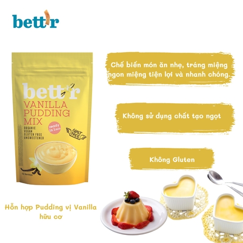 Bột làm bánh pudding hữu cơ vị Vanilla Brett'r 150g