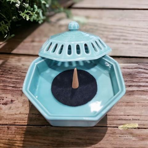 Lư & đế đốt nụ trầm, nụ thảo mộc, nụ quế (tặng 2 miếng chống cháy)