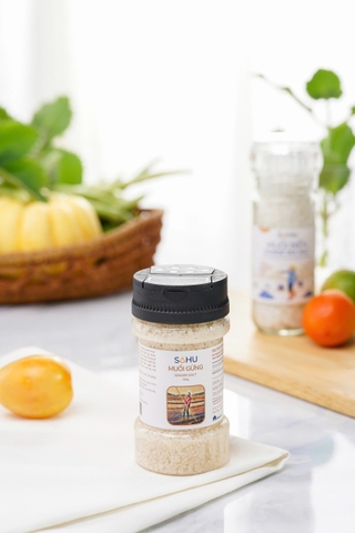 Muối biển Sahu premium - loại nhỏ (muối tiêu, muối ớt, muối ruốc, hoa muối, muối tre)