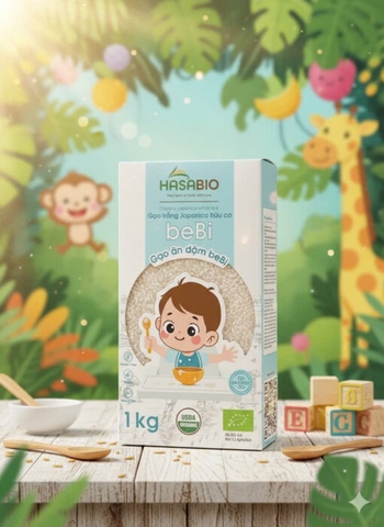 Gạo trắng Japonica hữu cơ beBi HasaBio 1 kg