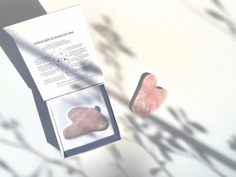 Đá Gua Sha Thạch Anh Hồng Massage Mặt – Rose Quartz Gua Sha - Bèo Tấm