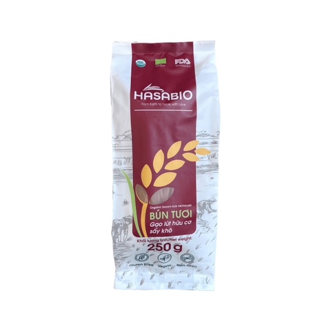 Bún tươi gạo lứt hữu cơ sấy khô HASABIO 250g
