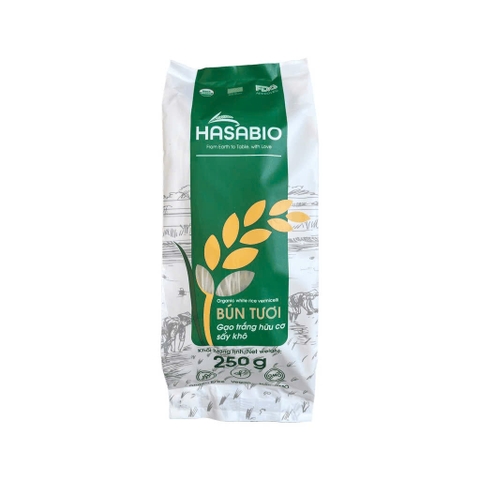 Bún tươi gạo trắng hữu cơ sấy khô HASABIO 250g