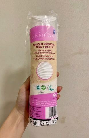 Bông tẩy trang hữu cơ tròn Silvercare 80 miếng