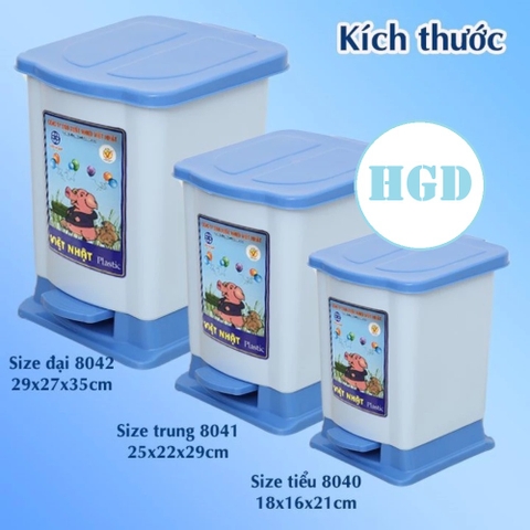 [ ĐẠI ] Thùng Rác Đạp Nắp Bật Hình Chữ Nhật Nhựa Việt Nhật (VN8042) A5651