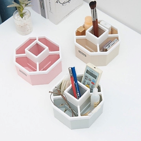 Khay Tiện Ích Lục Giác 5 Ngăn Để Bàn Nhựa Việt Nhật Khay Đựng Đồ Đa Năng VN1337 A5433