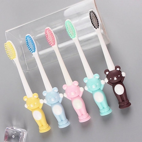 Sét 4 Bàn Chải Đánh Răng Hình Thú Cho Bé Cái Siêu Mềm Kèm Túi Zip A3443
