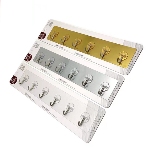 Thanh Kim Loại Dán Tường 6 Móc Treo Đồ A5311