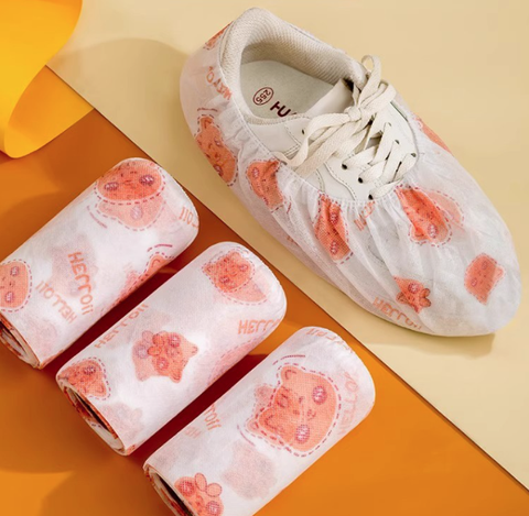 Sét 10 bao bọc giày họa tiết hoa văn chống trượt trong nhà dùng một lần vải không dệt chống bẩn L0933