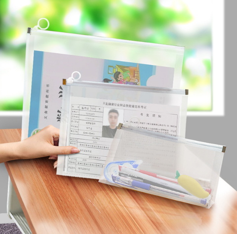 Túi nhựa đựng tài liệu trong suốt có khóa kéo, túi đựng giấy thi/tài liệu, đựng bút chì A1421