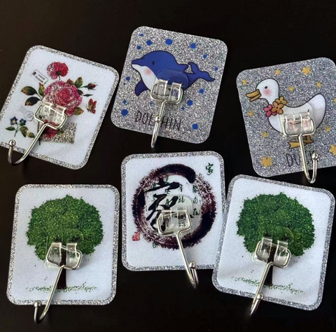 Móc dán tường viền bạc siêu dính bằng thép không gỉ cho nhà bếp và phòng tắm cao cấp A4823