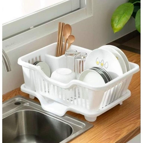 Rổ Úp Bát Chén Dĩa - Khay Kệ Đựng Chén Bát Dĩa Đũa Muỗng Có Khay Hứng Nước Tiện Lợi A5551