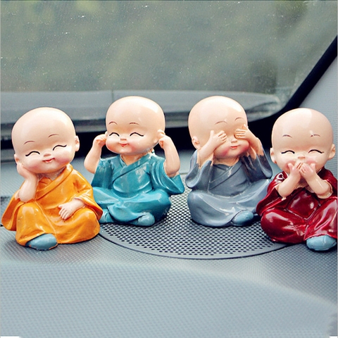 Bộ 4 Chú Tiểu Để Cầu An Trang Trí Bàn Làm Việc Trang Trí Bàn Học Để Taplo Xe Hơi A4811
